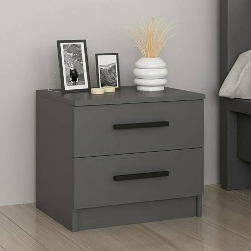 Dmora Nachttisch Chort 50x47x40 cm Schwarz 2 Schubladen