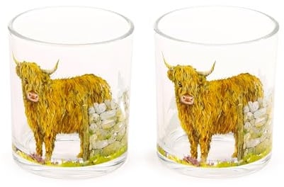Puckator Jan Pashley Highland Coo Set of 2 Glass Tumblers 350ml