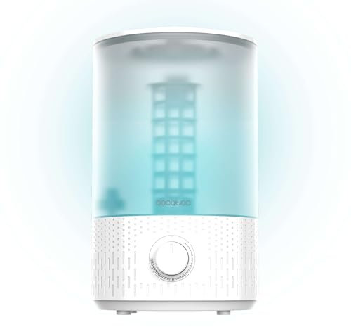 Cecotec Humidificador de Agua Breezecare 2500 Light. 27W, Humidificación Máxima 250ml/h, Depósito de 2,5L, Rueda de Control, Luz LED, Uso Seguro y Saludable, Cobertura hasta 30m²