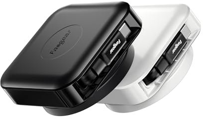 Fasgear Lot de 2 câbles USB C 2.0 rétractables, 60 W, PD/PPS à charge rapide pour iPhone 16 15 Pro Max/iPad/Mac-Book/Sam-Sung, câble de bureau de type C rotatif à 360° (noir/blanc)