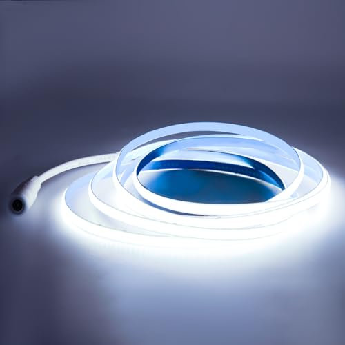 Arotelicht 2M COB LED Streifen 6000K Kaltweiß, 24V 768 LEDs (384/m) 5mm Breite Ultra-Dünn, 4cm Schneidbar IP20 Innenbeleuchtung für Möbel Schränke DIY Dekor (Ohne Netzteil)