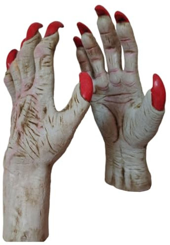 OAJABBGE Halloween Latex Gloves With Long Nails Halloween Costume Realistic Devil Gloves Horror Claw Accessories
