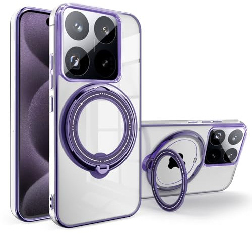Jiajihua Funda Compatible con Xiaomi 15 Protector de cámara Soporte magnético para Coche Funda para teléfono Purple