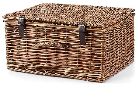 Wickerfield Set of 3 Brown Wicker Hampers with Lids, Gift Hamper Baskets