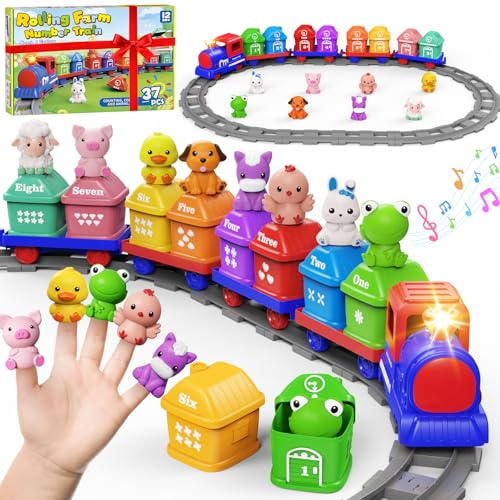 Cmiolacuna 1 Set di treno elettrico giocattoli per bambini piccoli 3 4 5 6 anni con tracce luci musicali, giocattoli di apprendimento con 8 animali, regali di compleanno per bambini
