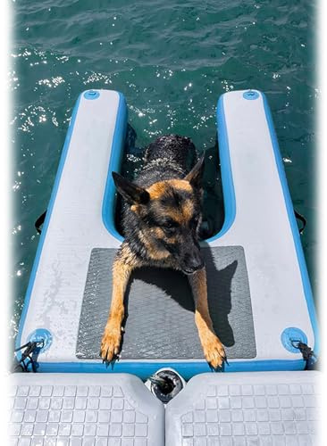JLXJYS Rampe d'eau Gonflable pour Chien Rampe Gonflable for Bateau et Piscine, Rampe Flottante antidérapante en EVA for Chien, Anti-Rayures et accès Facile