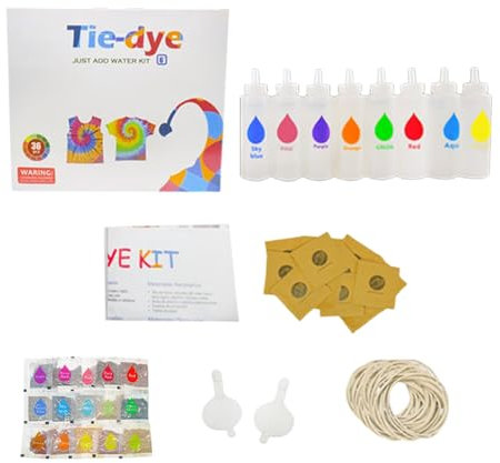 Kit tie dye, vernice spray per tessuti, applicazione senza calore, coloranti sicuri sulla pelle, ideale per abbigliamento all'aperto, bambini e adulti, 22,3 x 15,2 cm, multicolore, 1 set
