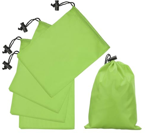 sourcing map 5Pcs Polyester Drawstring Bag with Toggle,6x8, Light Green | 210D Waterproof Travel Storage Bag,Foldable Stuff Sack Cinch Sack,for Gym Travel Clothes Organizer