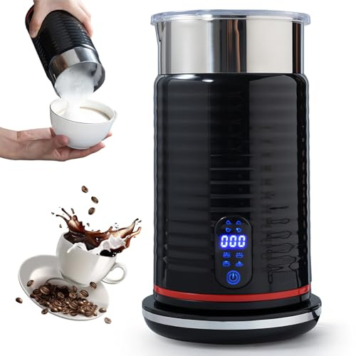 MidingChai Milchschäumer Elektrisch 4 in 1, Milchaufschäumer Edelstahl 304 für Heißer Kalter Milchschaum, Milcherhitzer Großes Fassungsvermögen, für Heiße Schokolade, Latte Art, Cappuccino