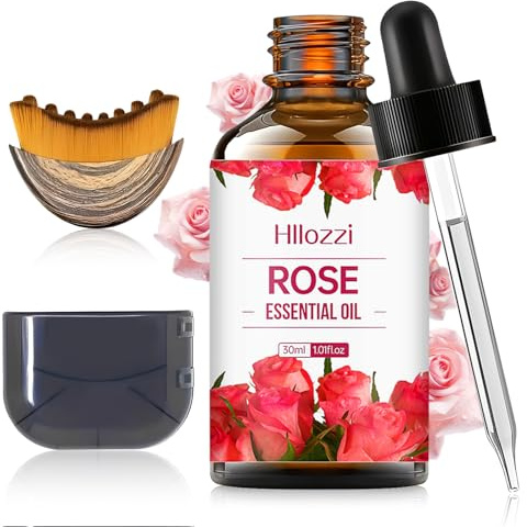 Rosenöl+Lymphbürsten,Rose Ätherisches Öl,Lymph Bürste Gesicht | Rose Essential Oil,Rosenöl Ätherisch,Lymph Bürste,Feuchtigkeitsspendend und Pflegend,Müdigkeit Lindern（30ml)