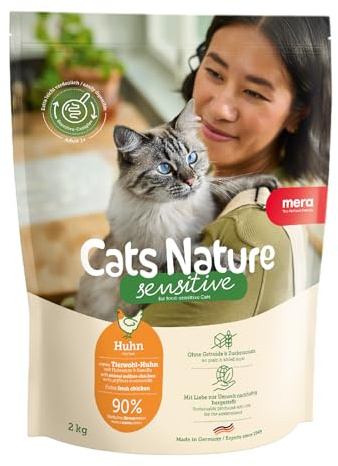 MERA Cats Nature Sensitive Huhn Katzenfutter Trocken 400g | Mono-Protein, getreidefrei & zuckerfrei | Katzen Trockenfutter hoher Fleischanteil & leicht verdaulich (Packung mit 2)