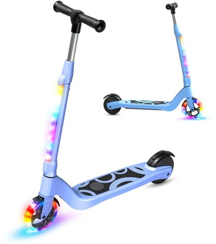 TST E Scooter Kinder für 6-10 Jahre, 5,3 Zoll E Roller Kinder | Kinderroller, Blinkende LED-Leuchten, 3 Einstellbare Höhe, 45W Motor Max 10km/h, Maximale Belastung 70kg