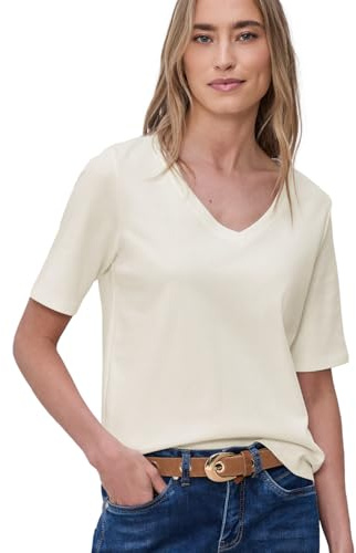 Damen Basic T-Shirt mit V-Neck in Unifarbe