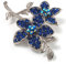 Broche Fleur Cristal Swarovski Bleu Marine (Ton Argent)