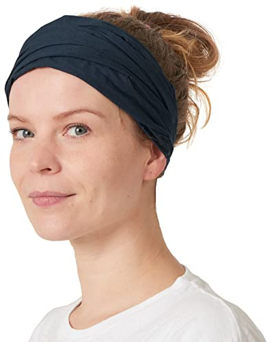 CHARM Damen Sommer Kopftuch Bandana - Haarband Aus Baumwolle Mit Gummizug Navy