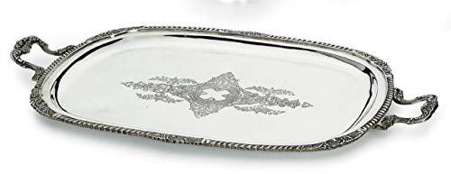 Ovales Tablett mit Griffen Versilbert Sheffield Queen Anne Stil cod.580013 cm 47x36 by Varotto & Co.