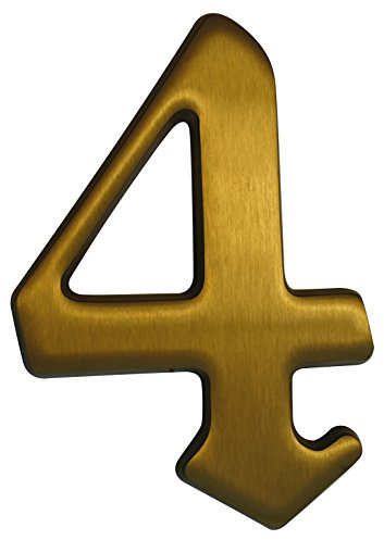 Alpertec Hausnummer 4 Bronze satiniert inklusive Schrauben und Dübeln, Höhe 120 mm, 35160040K1