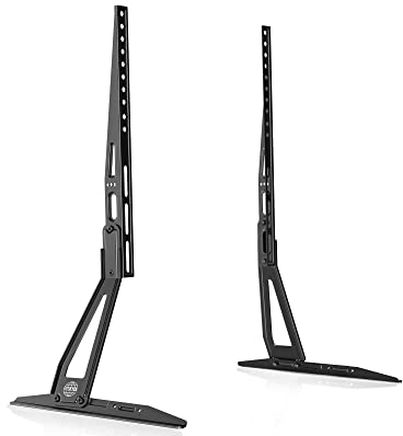 FITUEYES Universal TV Stand Legs, Tabletop TV Pedestal Feet, Compatible with 32-55 Inch TVs, ±6°Tilt, Height Adjustable for Flat&Curved Screen, VESA 75x75 to 600x400mm, Max Weight 50kg, Black