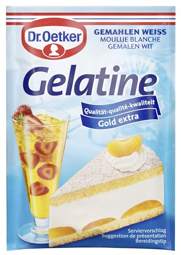 Dr. Oetker Gelatine gemahlen weiß, 11 x 3er Pack, je Tüte 9 g, Speisegelatine als Gelier- & Bindemittel beim Kochen und Backen, für Kuchen, Desserts uvm.