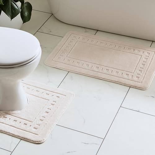 Catherine Lansfield Badgarnitur Armoni - Badematte & WC-Vorleger - Creme