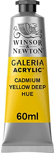 Winsor & Newton 2120115 Galeria Acrylfarbe, hohe Pigmentierung, lichtecht, buttrige Konsistenz, 60 ml Tube - Kadmiumgelb Dunkel