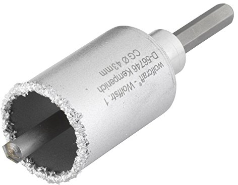 wolfcraft Bohrkrone, hartmetallbestreut, mit Spanndorn I 3894000 I Für Sanitär- und Elektroinstallationen in Mauerwerk und Stein, Schnitttiefe 55 mm