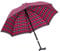 Ossenberg Stockschirm Twin mit Fritzgriff – Ø 105cm – 2 in 1 Gehstock & Regenschirm – Handstock, Gehhilfe, Gehstütze – höhenverstellbar - rot/blau Karo Design