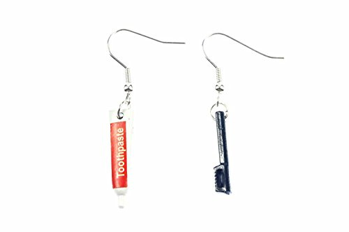 Miniblings Zahnbürste Zahnpasta Ohrringe Zähne putzen Zahnarzt versilbert | In Berlin von Hand montierter Ohrschmuck, mit Zahnfee, ein Fundstück für Sammler