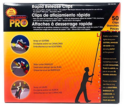 Pro No Ladder Rapid Release 50 Holiday Lights Gutter Clips Plastic