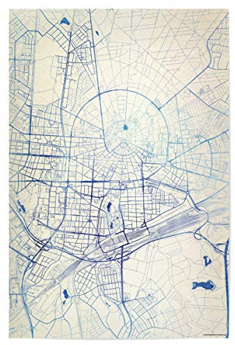artboxONE Poster 30x20 cm Städte Karlsruhe Deutschland Blue Infusion Map I - Bild städte stadtkarte städte