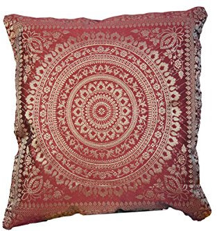 Tvamm Lifestyle Indien Wohndeko Seide Kissen bezug mit Kissen (Mehroon)