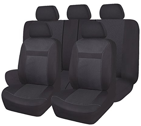 Flying Banner Mesh und Jacquard Universal Autositzbezüge Seitenairbag Kompatibel (Schwarz)