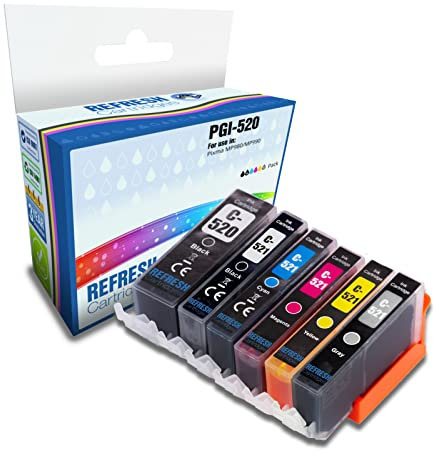 Refresh Cartridges Compatible Ink Cartridge Replacement for Canon PGI-520 & CLI-521 (Multi-Colour)