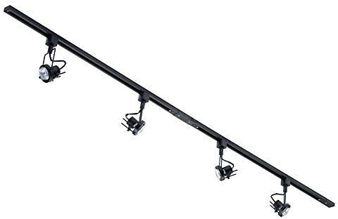 LITECRAFT Kitchen Track Light, Black, 2M 4 Light | Greenwich Fixture, GU10 LED Bulbs