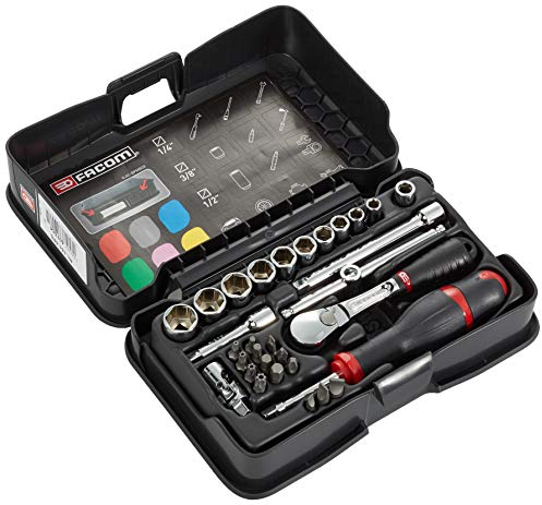 Facom Socket Spanner Set 1/4 Inch RL.161, 31 Pieces RL.161-5P6