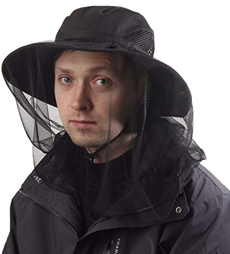 Imkerhut mit abnehmbarem Moskitonetz für den Außenbereich, UV-Schutz, schwarz