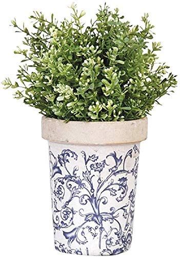 linoows Nostalgie Blumentopf, Keramik Pflanzen Topf, Pflanztopf mit Barockmuster