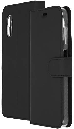 ACCEZZ kompatibel mit Samsung Galaxy Xcover Pro Hülle – Wallet Soft Case Handytasche – Side Flip Handyhülle in Schwarz [3 Kartenfächer, Ständer, Magnetverschluss]