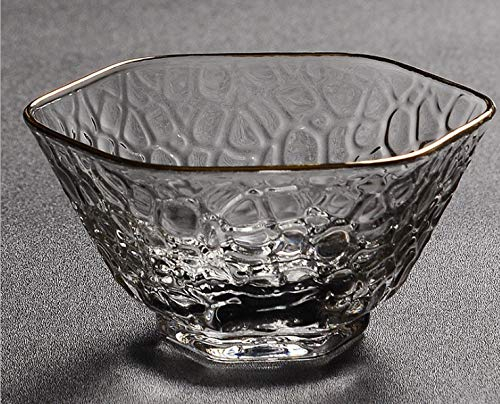 Coppa D'Oro Dipinta, Filo D'Oro A Sei Lati, Cristallo Martellato Resistente Al Calore, Tazza Equa, Servizio Da Tè In Vetro Resistente Al Calore, Piccola Tazza Da Tè, Servizio Da Tè Fatto A Mano, Piat