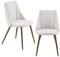 Lot de 2 Chaises de Salle à Manger Cuisine Rembourrée en Textile Pieds Métal avec Effet Bois Siège Fauteuil de Salon Beige 83 x 50 x 53 cm