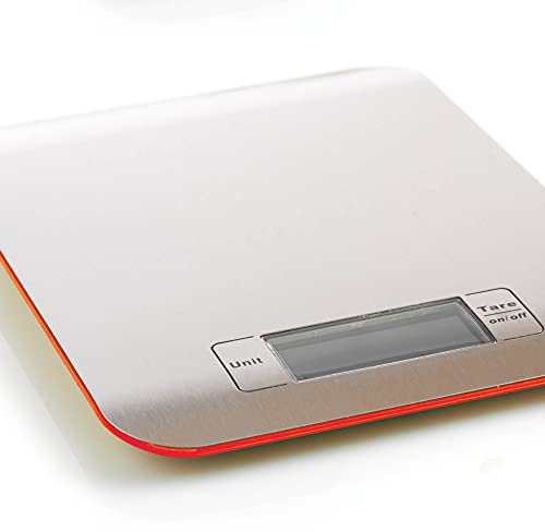 Mastrad Küchenwaage - Grammgenaues Wiegen bis 5kg - extra flache und leichte Waage - robuste Oberfläche - Tara-Funktion für gleichzeitiges Wiegen mehrerer Zutaten