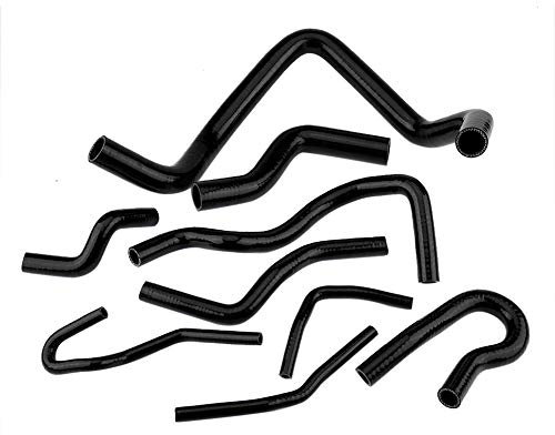 Manguera de silicona para radiador para automóvil, kit de manguera de silicona para radiador para automóvil de 9 piezas para D15 D16 SOHC EG/EK 1992-2000 rojo/negro/azul(negro)