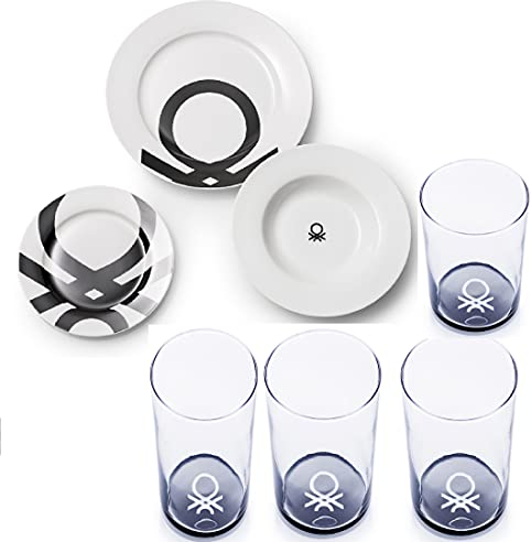 Vajilla 18 pcs y 4 vasos de agua de cristal