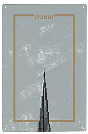 artboxONE Metall-Poster 30x45 cm Typografie Dubai Grey von Künstler Sasha Lend