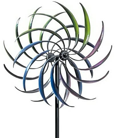 VIGAN Windmühle aus Metall, bunte Weidenblätter, zweifache Richtung, Windrad, Outdoor, Garten, Rasen, Dekoration, rotierende Windmühle Ornamente