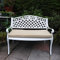 Lazy Susan Rose Gartenbank in Weiß, Beige Sitzkissen | Sandguss-Aluminium | Wetterfest | Rostfrei | Wartungsarm | 3 Jahre Garantie