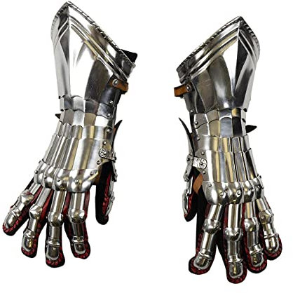 ANTIQUECOLLECTION Mittelalterliche Gothic-Panzerhandschuhe - 16 Gauge Stahl, silber, Medium