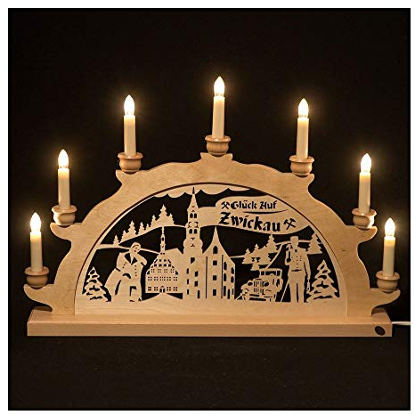 Holz-Schwibbogen Lichterbogen Schwibbogen aus dem Erzgebirge (Zwickau, 50 cm)