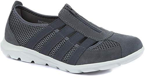 Leather Wide-Fit Slip-On Shoes - Grey Size 4