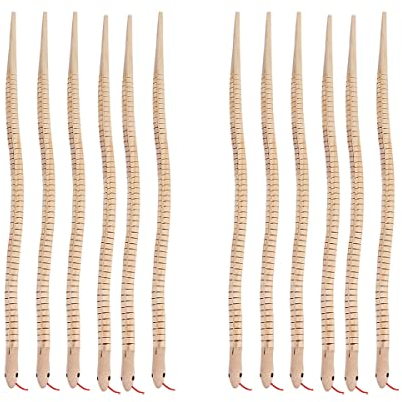 Zerodeko Spielsets Für Kinder 12 Realistische Holzschlangen Unfertige Holzschlangen Leere Holzschlangen Flexibles Schlangenspielzeug Tiermodell-Bastelspielzeug Kinderspielzeug